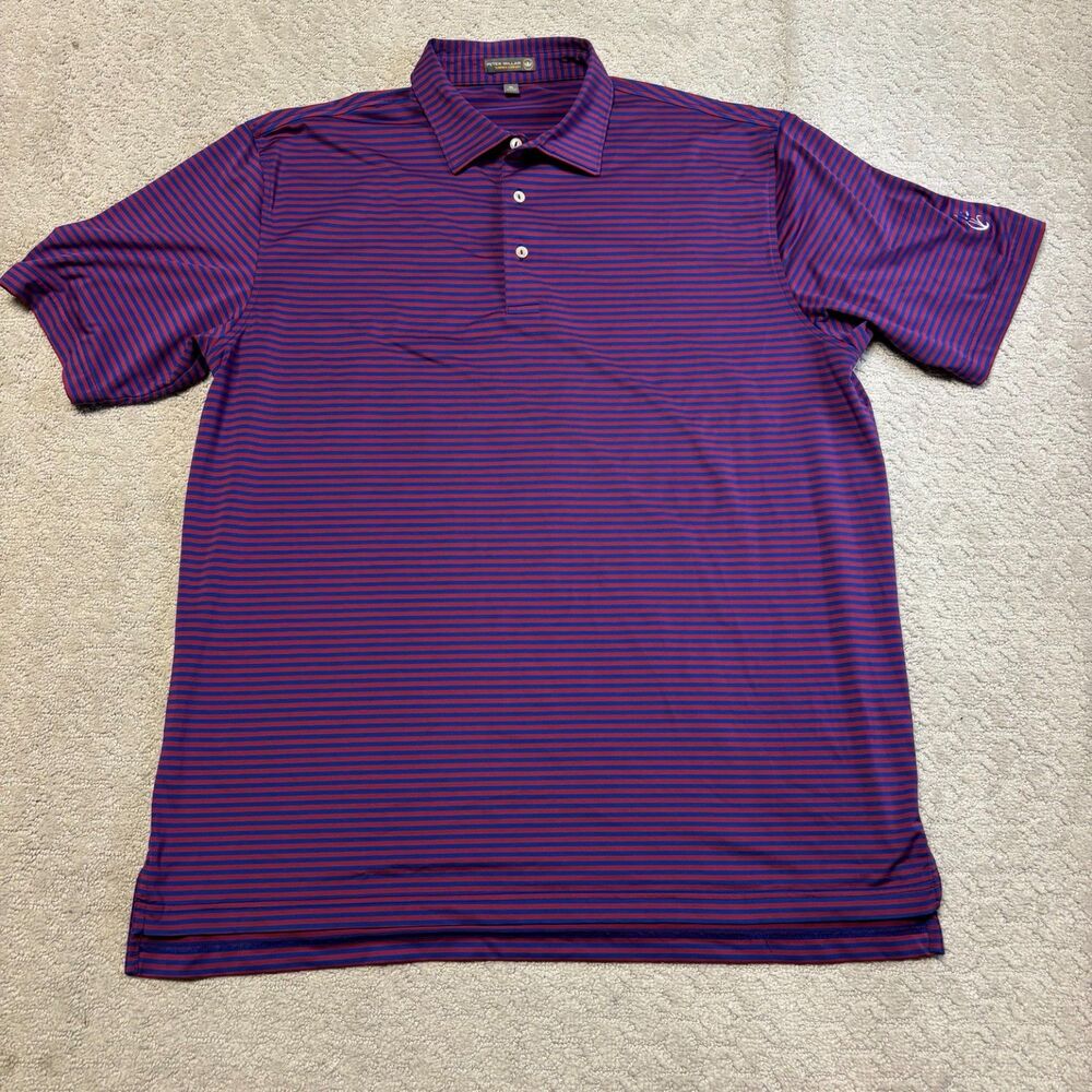 Peter Millar Summer Comfort Men’s XL Red Blue Striped Golf Polo